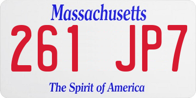 MA license plate 261JP7