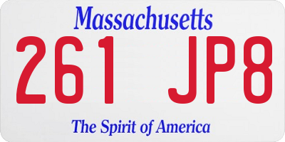 MA license plate 261JP8