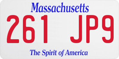 MA license plate 261JP9
