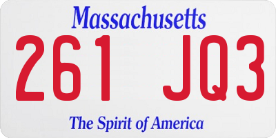 MA license plate 261JQ3