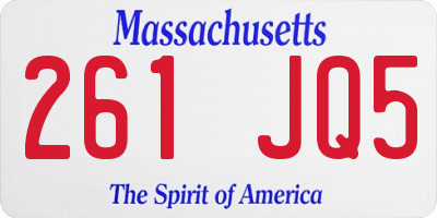 MA license plate 261JQ5