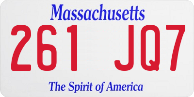 MA license plate 261JQ7