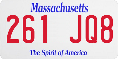 MA license plate 261JQ8