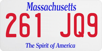 MA license plate 261JQ9