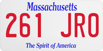 MA license plate 261JR0