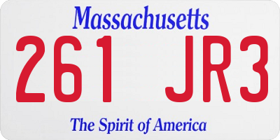 MA license plate 261JR3