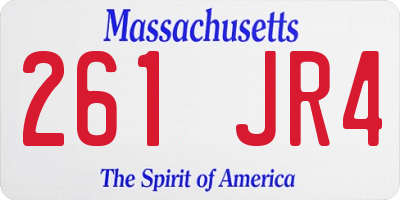 MA license plate 261JR4