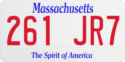 MA license plate 261JR7