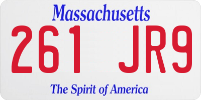 MA license plate 261JR9
