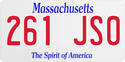 MA license plate 261JS0