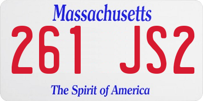 MA license plate 261JS2