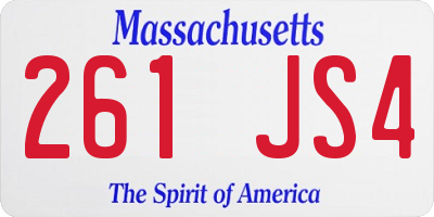 MA license plate 261JS4