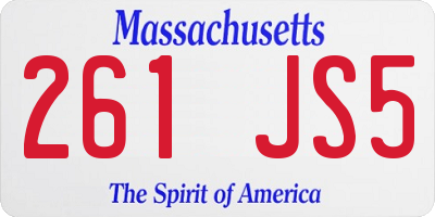 MA license plate 261JS5