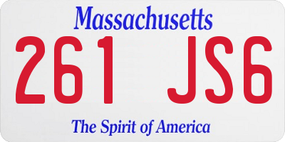 MA license plate 261JS6