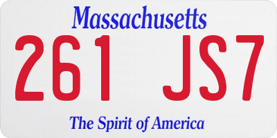 MA license plate 261JS7