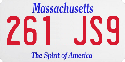 MA license plate 261JS9