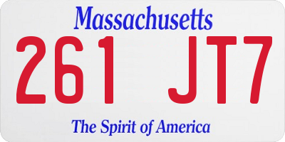MA license plate 261JT7