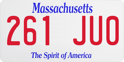 MA license plate 261JU0