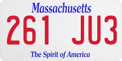 MA license plate 261JU3