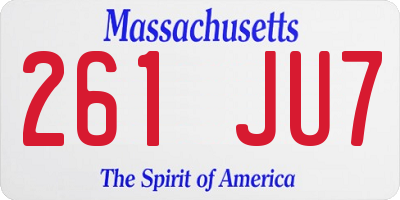MA license plate 261JU7