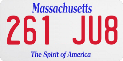 MA license plate 261JU8