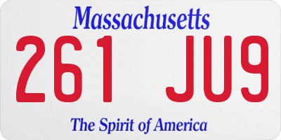 MA license plate 261JU9