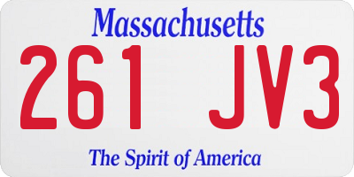 MA license plate 261JV3