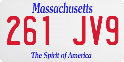 MA license plate 261JV9