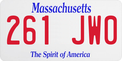 MA license plate 261JW0