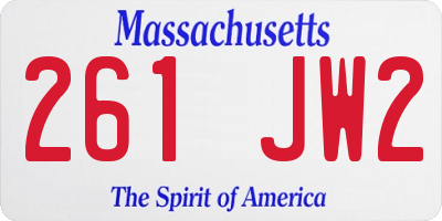 MA license plate 261JW2