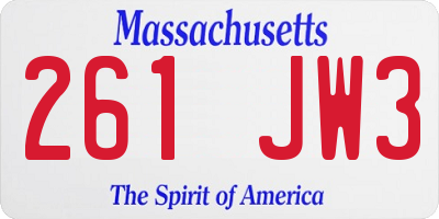 MA license plate 261JW3