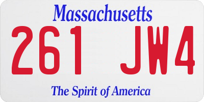 MA license plate 261JW4