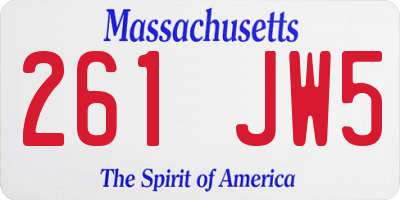 MA license plate 261JW5