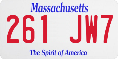 MA license plate 261JW7