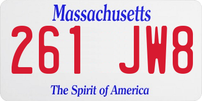 MA license plate 261JW8
