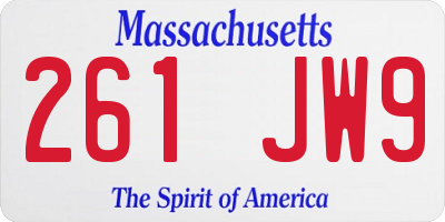 MA license plate 261JW9