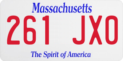 MA license plate 261JX0