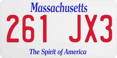 MA license plate 261JX3