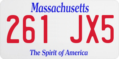 MA license plate 261JX5