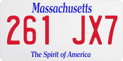 MA license plate 261JX7