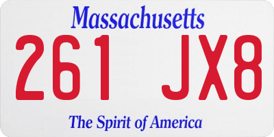 MA license plate 261JX8