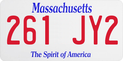 MA license plate 261JY2