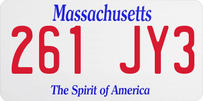 MA license plate 261JY3
