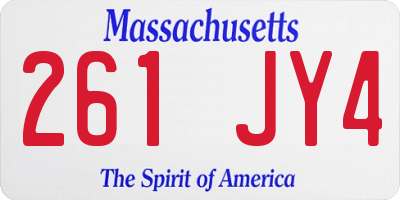 MA license plate 261JY4