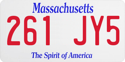 MA license plate 261JY5