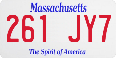 MA license plate 261JY7