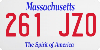 MA license plate 261JZ0