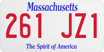 MA license plate 261JZ1