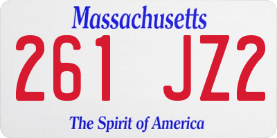 MA license plate 261JZ2
