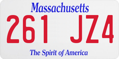 MA license plate 261JZ4